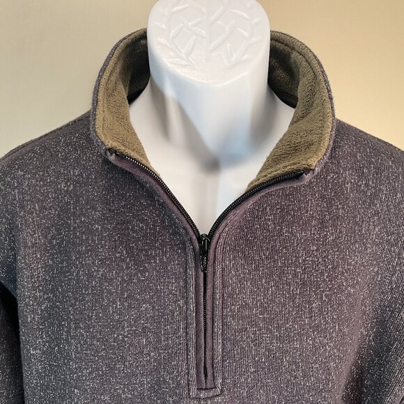 Orivs Men's flecked gray w/ green trim l/s 1/2 zip Sweater pullover Medium M - Picture 1 of 5